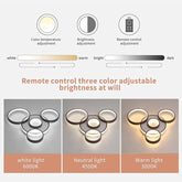 Light fixture with color temperature, brightness, and remote control adjustment features.